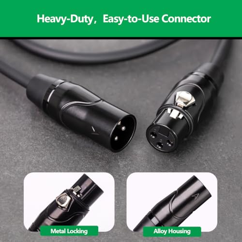 2-Pack XLR Cable 6ft (2M), Male to Female 3-Pin Balanced Microphone Cable, XLR to XLR Audio Patch/Extension Cord for Mic, Mixer - size: 6Ft