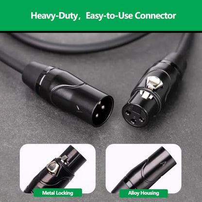 2-Pack XLR Cable 6ft (2M), Male to Female 3-Pin Balanced Microphone Cable, XLR to XLR Audio Patch/Extension Cord for Mic, Mixer - size: 6Ft