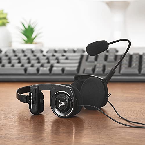 Koss Porta Pro Communication Headset, Black, Microphone, Wired TRRS Plug | Electret Microphone with Flexible Handsfree Design, Foldable, B2B, Telehealth, Education, Call Centers, Gaming