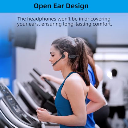 ZIOCOM Open Ear Headphone with Mic, AptX-LL, Compatible with Call, Meeting | BT5.1, Air Conduction Headphone with Mute Button&Noise Canceling, USB-A&C Dongle, Lightweight