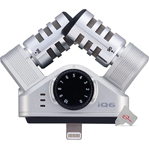 Zoom iQ6 Stereo X/Y Microphone for iPhone/iPad for Recording Audio + 8" LED Ring Light