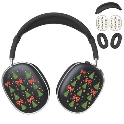 for AirPods Max 2/1 Headphones Christmas Tree Bow Ear Covers | Cute Clear Ear Cups Cover | Black Silicone Ear Pad Case Headband Cover for Apple AirPods Max 2/1 (2026/2024/2020) - color: Christmas Tree D/Black