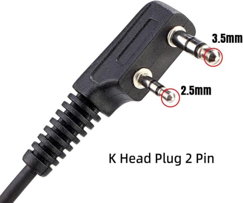 Retevis RT22 Walkie Talkie Earpiece, for RT68/RT21/H777/RT27/RT68H | 2 Pin, Compatible with Pxton, Baofeng BF-888S/BF-T26, Kenwood Two Way Radio, Walkie Talkie Earpiece with Mic(1 Pack) - size: Standard size