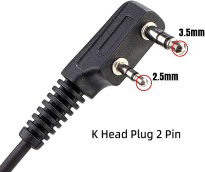 Retevis RT22 Walkie Talkie Earpiece, for RT68/RT21/H777/RT27/RT68H | 2 Pin, Compatible with Pxton, Baofeng BF-888S/BF-T26, Kenwood Two Way Radio, Walkie Talkie Earpiece with Mic(1 Pack) - size: Standard size