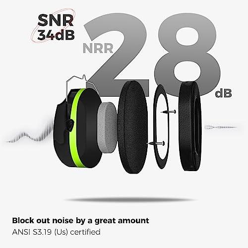 ProCase NRR 28dB Noise Reduction Ear Muffs, Foldable Adjustable Noise Cancelling Headphones - color: 1 - Green