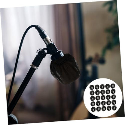 200 Pcs Disposable Microphone Protective Cover Dark Nonwoven - color: Black