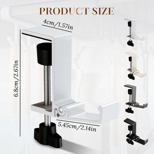 Headphone Stand, Purse Hook for Table, Foldable Space-Saving Headphone Bag Holder, Multifunctional Desk Hooks with Adjustable Clamp-On Design, Office, Dormitory, Home Accessories (black, 3pcs)