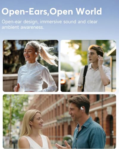 AI Translation Open Ear Earbuds Real Time, Bone Conduction Over The Bluetooth Language Translator Headphones Built-in Mic, Waterproof, Audifonos Traductores Inglés Español, Travel/Music/Calls/Exercise
