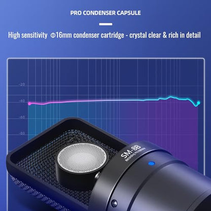 TAKSTAR SM-8B II Studio Condenser Mic with 16mm Diaphragm & Shock Mount | 20Hz-20kHz Response, -36dB Sensitivity, Cardioid Pattern, Shock Mount & POP Filter Included, Requires 48V Phantom Power