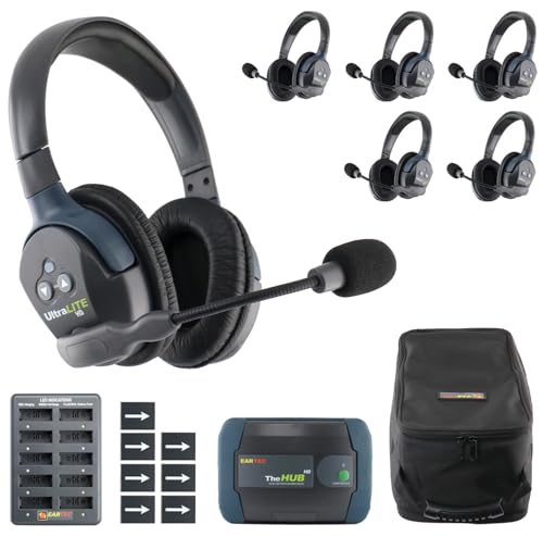 Eartec HUB6D Ultralite-HD 6 Person Full Duplex Wireless Intercom Headset Communication System, Dual Ear Headsets, Up to 1000ft Range, U.S. Company - color: Dual Ear, size: 6 Users