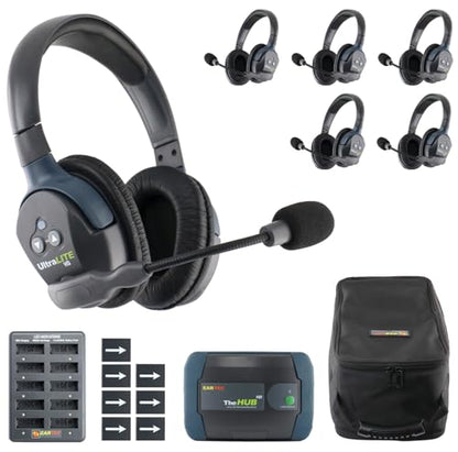 Eartec HUB6D Ultralite-HD 6 Person Full Duplex Wireless Intercom Headset Communication System, Dual Ear Headsets, Up to 1000ft Range, U.S. Company - color: Dual Ear, size: 6 Users