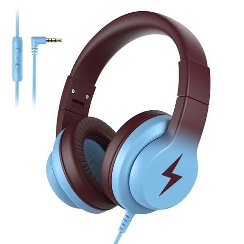 Candy Bila Wired Kids Headphones with Microphone, 85dB Safe Volume | Volume Limiter 85/94dB, HD Stereo Sound, Microphone and Wired Control,Foldable Design, Gradient Caramel Blue - color: Gradient Caramel Blue