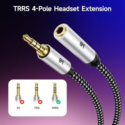 Cable Matters 2-Pack Headset Extension Cable, 3.5mm TRRS, 3ft | Mic Support, Gaming Headset Extended Cord, Black - size: 3 ft