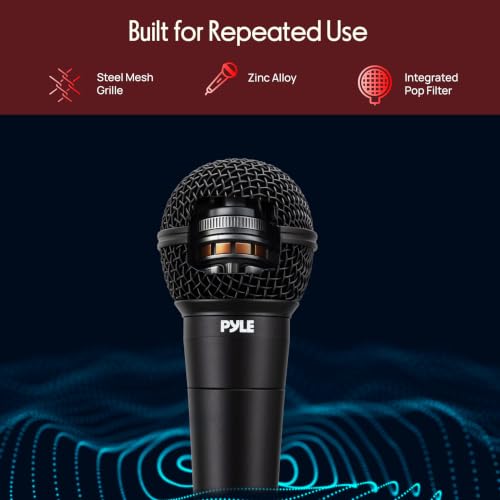 Pyle Dynamic Microphone | Cardioid Wired Karaoke Mic with 15ft Cable - color: Classic Black