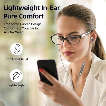 SoundMAGIC E80D Digital USB C Headphones - Type C Wired Earbuds with Microphone HiFi Stereo Earphones Powerful Bass Noise Isolating Compatible with Android Device, Gunmetal | Crystal call clarity, High-res decoder chip, Deep bass, Effective noise isolatio