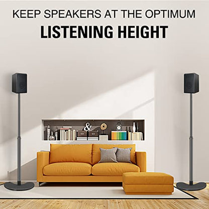 Mounting Dream Height Adjustable Speaker Stands, One Pair Floor Stands | Heavy Duty Base Extendable Tube, 11 LBS Capacity Per Stand, MAX 39" Height Adjustment MD5401 (Speakers Not Included) - size: 4.7" W x 7.9" H Speaker