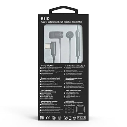 SoundMAGIC E11D USB-C in-Ear Stereo Headphones with 10mm Drivers, Metal Housing, L-Shaped Plug, in-Line Controller, HiFi Sound,Black