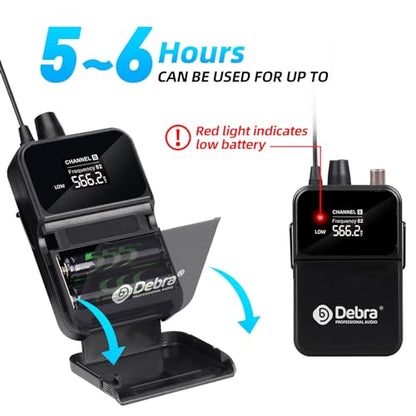 D Debra Wireless Microphone System UHF UBR-102 with Cordless Handheld Lavalier Headset Mics, 260ft Range, Suitable for Church, Lectures, Karaoke, Weddings, DJ, and Bars(2 Bodypack) - size: 2 Bodypack
