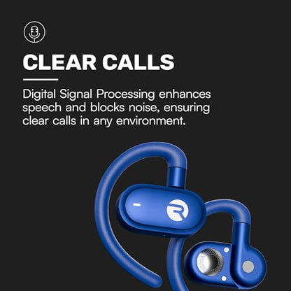 Raycon Fitness Open Ear Earbuds - Wireless, Water-Resistant, 40H (Blue) | Open-Ear Clip Design, Lightweight - color: Blue