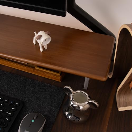 Bamboo Monitor Stand Riser, Brown Desk Shelf with Acrylic Legs | 31.5-Inch Wide, 3.3-Inch Clearance, Fits Monitor, Laptop, Printer and Speakers for Small Desks - color: Brown
