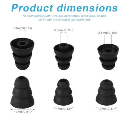 9 Pairs Replacement Triple Flange Ear Tips, Silicone Earbud Tips Covers