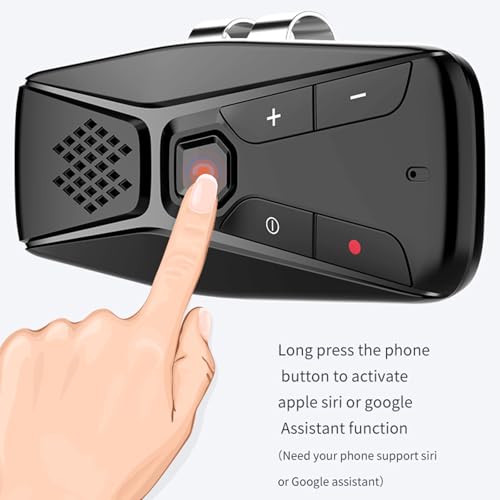 Docooler Car Bluetooth Speaker for Cell Phone, Portable Wireless Handsfree Car Kit, Sun Visor Mounted Speakerphone with Visor Clip & Mic - Black