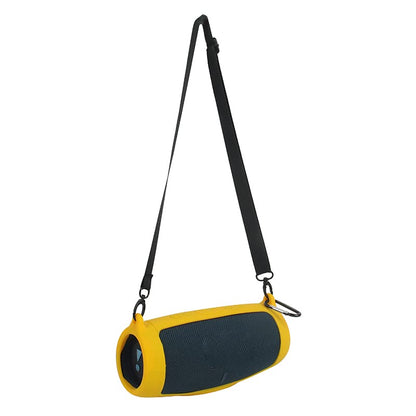 Protective Silicone Case Cover for JBL Charge 5 Bluetooth Speaker Soft Carrying Skin Sleeve with Shoulder Strap & Carabiner,Speaker Accessory (Yellow) - color: yellow