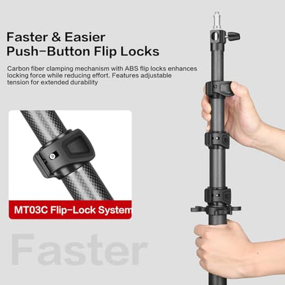FreeSea MT-03C Carbon Fiber Tripod, Adjustable Heavy Duty Light Stand - color: Carbon Fiber