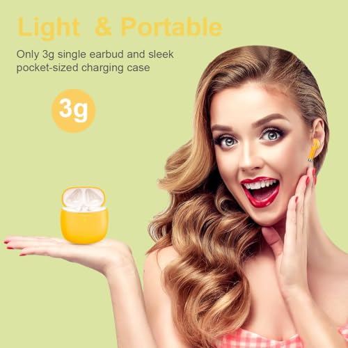 Wireless Earbuds, Bluetooth 5.4 Earbuds Stereo Bass, Bluetooth Headphones in Ear Noise Cancelling Mic, Earphones IP7 Waterproof Sports, 32H Playtime USB C Charging Case Yellow Ear Buds for Android iOS - color: Glossy Yellow
