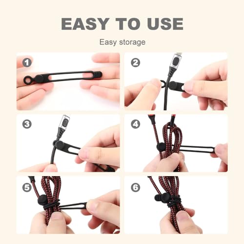 Silicone Cable Ties, 2026 Upgrade Reusable Cable Management Organizer, Elastic Data Cable Organizer Cord Wrap Straps for Fastening Charger Earphone Charger Office Desk Appliance Cords Wires