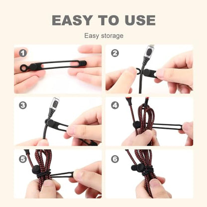 Silicone Cable Ties, 2026 Upgrade Reusable Cable Management Organizer, Elastic Data Cable Organizer Cord Wrap Straps for Fastening Charger Earphone Charger Office Desk Appliance Cords Wires