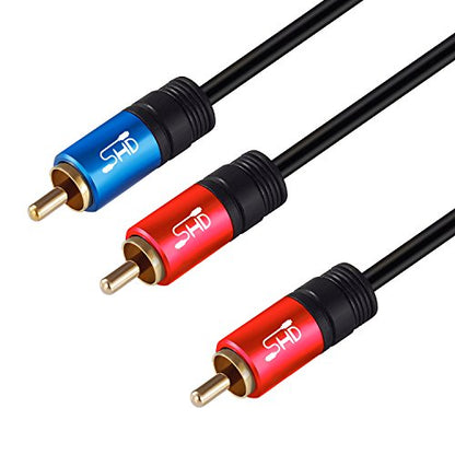 SHD RCA to 2RCA Subwoofer Cable Audio Cable 2RCA to 1RCA Bi-Directional RCA Y Adapter Premium Sound Quality Dual Shielded with Gold Plated Connectors-6Feet - size: 6Feet