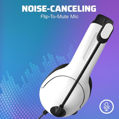 PDP AIRLITE Wired Stereo Gaming Headset, Officially Licensed by Sony PlayStation 5, PS5/PS4/PS3/PC, Lightweight Durable Headphones, 3.5mm audio jack, Noise-canceling Flip-to-Mute Mic, Frost White - color: Frost White, style: Wired