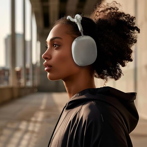 Aiivioll 3 in 1 Silicone Cover for AirPods Max Headphones, Clear Soft TPU Ear Cups/Ear Pads/Headband Covers for AirPods Max (2024/2020), Ear Cushions Cover (White) - color: White