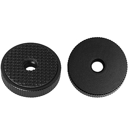 4PCS 1/4Inch Aluminum Alloy Female Thumb Wheel Lock Nut Adapter with Gasket, Hot Shoe Locking Knob Nut and Spacer, 1/4 Inch Knurled Screw Nut 26mm/1in Diameter