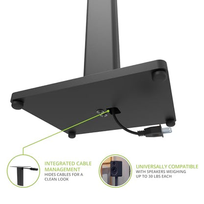 Kanto ST28 28” Universal Floor Speaker Stands for Bookshelf Speakers up to 30 lbs | Improved Sound | Hidden Cable Management | Timeless Design, | Pair | Black Steel w/Black MDF Base - size: 28 Inches - Black