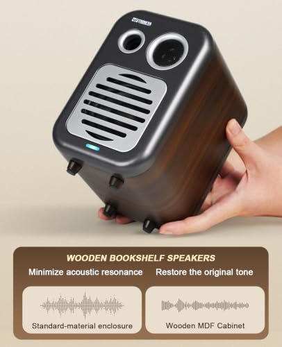Bookshelf Speakers, 36W RMS Powered Bluetooth Stereo Speakers | 1.5" Tweeter & 3" Midwoofer, MDF Wood Cabinet with Subwoofer Output, Optical/Coaxial/RCA/USB Inputs for Turntable, PC, TV