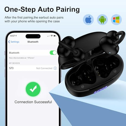 Clip On Pixel Earbuds Wireless Open Ear Headphones for Google Pixel 10a,10 | Pro XL/Fold,10Pro,10,9a,9 Pro XL/Fold,9Pro,9,8a,8Pro,8,7a,7Pro,7,6,5a,5,4a,4XL,Sports Open Ear Buds Clip on Wireless Earbuds - color: Pure Black
