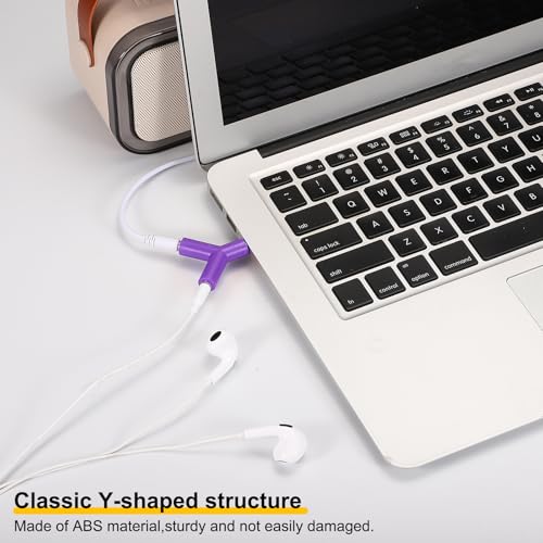 MECCANIXITY Headphone Splitter Adapter, 3.5mm Male to 2 Port Female Y Jack Aux Stereo Splitter for Phone Headset PS4 Switch Tablets, Purple - color: Purple