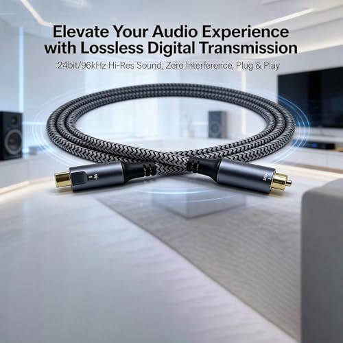 USB-C to Toslink Optical Audio Cable, Unidirectional Type-C to SPDIF | gold-plated connectors and nylon braided construction,suitable for computer/laptop/mobile phone/sound card/speaker(6.6 ft)