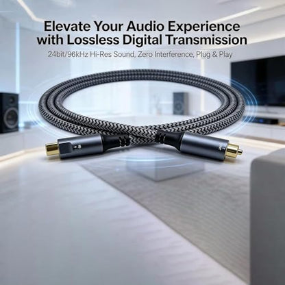 USB-C to Toslink Optical Audio Cable, Unidirectional Type-C to SPDIF | gold-plated connectors and nylon braided construction,suitable for computer/laptop/mobile phone/sound card/speaker(6.6 ft)