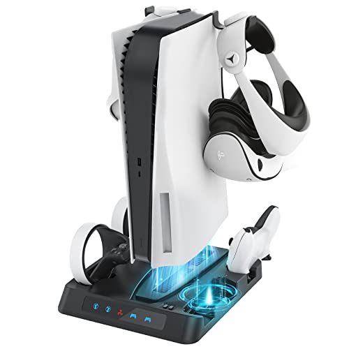 Upgraded PSVR2 Controller Charging Dock, Cooling Station with 3-Level Speeds Silent Fan, VR and PS5 Stand Horizontal Display Your PSVR2 and PS5 Accessories - color: PlayStation 5 Consoles