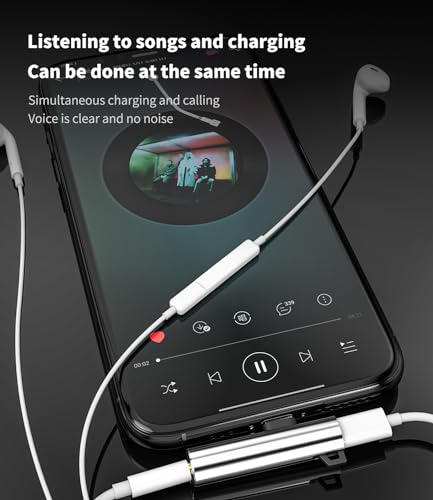 Lightning to 3.5mm Headphone Jack Adapter (2 in 1) for iPhone 14 13 12 11 Pro Max 7 8 for ipad for Apple MFi Certified Headphones AUX Audio Charging Splitter Dual Port Adapter Accessory