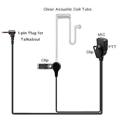 3 Pack Walkie Talkie Earpiece Headset with Mic for Motorola Talkabout Radio | Two Way Radio Surveillance Ear Pieces Headphones w/Clear Tube Microphone PTT for T470 T600 T800 T465 T475 T460 T400 T200 T802