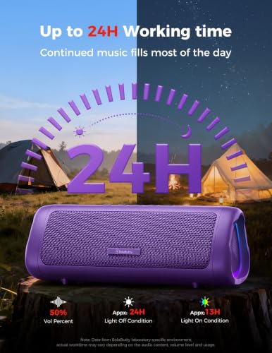 Bluetooth Speaker, 20W HD Sound, Portable Wireless, IPX5 Waterproof, Up to 24H Playtime, TWS Pairing, for Home/Party/Outdoor/Camping/Beach Essentials, Electronic Gadgets, Birthday Gift (Purple) - color: Purple