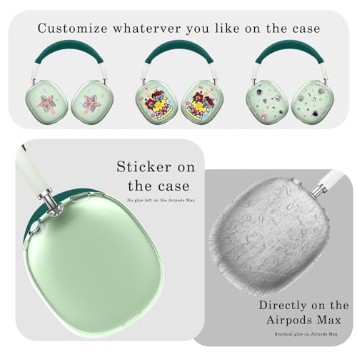 Case Cover for AirPods Max Headphones,Anti-Scratch Ear Pad Case Cover/Ear Cups Cover/Headband Cover/Top Pad Protector,for AirPods Max. Clear Soft TPU and Silicone,Skin Scratch Proof. - color: Dark green