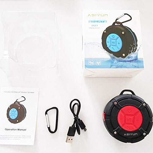 Shower Speaker, IPX7 Waterproof Bluetooth Speaker with HD Bass, Suction Cup & Durable Hook, Built-in Mic for Hands-Free Calls, Pool, Beach, Outdoor(Red) - color: Red