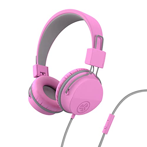 JLab JBuddies Studio on-Ear Kids Wired Headphones with mic, Volume Limiter, Foldable, Adjustable, Noise Isolation, Pink - color: Pink, size: Headphones