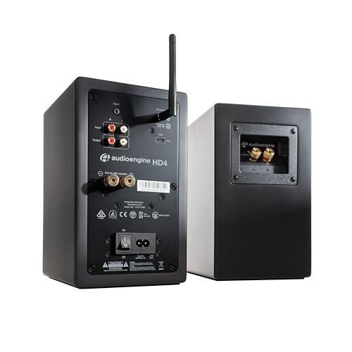 Audioengine HD4 Powered Bookshelf Speakers – Bluetooth 5.3 aptX Adaptive, | 24-Bit DAC, Desktop Speakers for Music, Gaming and Home Audio - Black - color: Black, style: Active