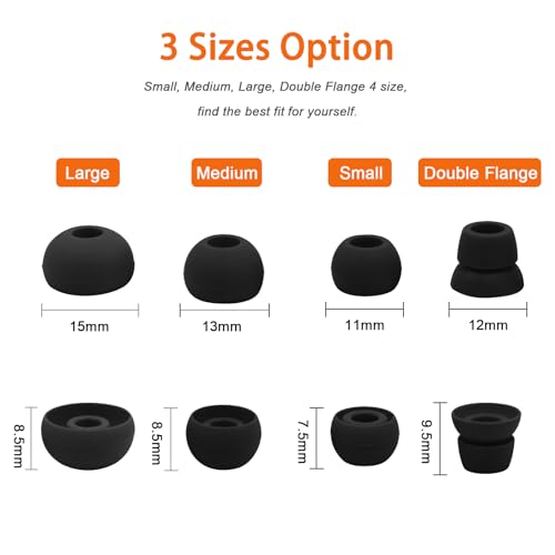 hopopwer Replacement Silicone Earbuds Tips for Powerbeats 3 Powerbeats 2, 4 Pairs Earbuds Silicone Ear Tips Set - Small, Medium, Large and Double Flange (Black with Pen) - color: Black with Pen